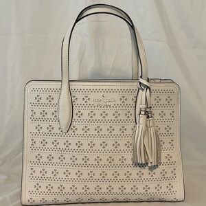 Kate Spade White Perforated Leather Handbag